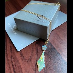 14K Gold Opal Diamond Flower Pendant